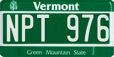 VT license plate NPT976