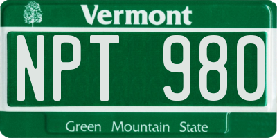 VT license plate NPT980