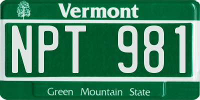 VT license plate NPT981