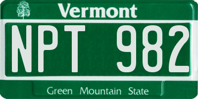 VT license plate NPT982