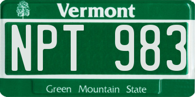 VT license plate NPT983