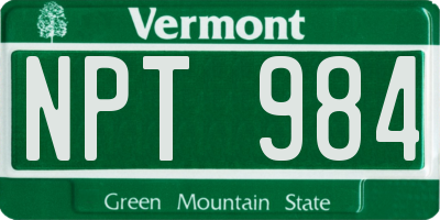 VT license plate NPT984