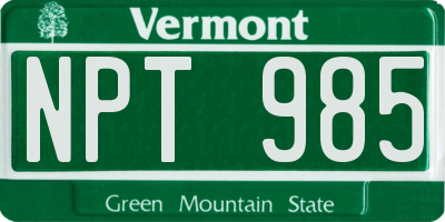 VT license plate NPT985