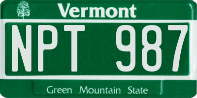 VT license plate NPT987