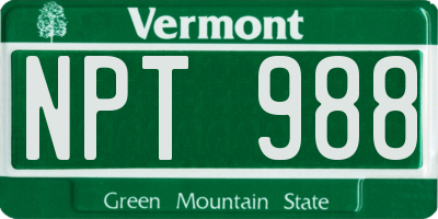 VT license plate NPT988