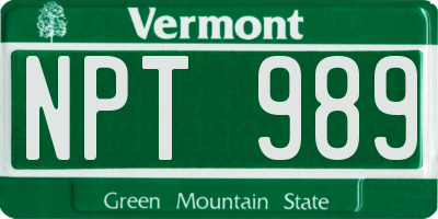VT license plate NPT989