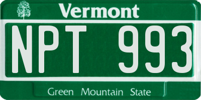 VT license plate NPT993