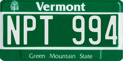 VT license plate NPT994