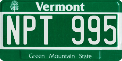 VT license plate NPT995