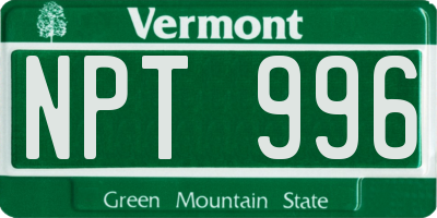 VT license plate NPT996