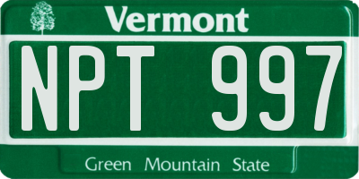 VT license plate NPT997