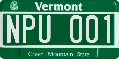 VT license plate NPU001
