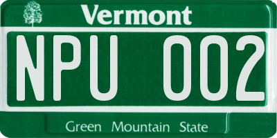 VT license plate NPU002
