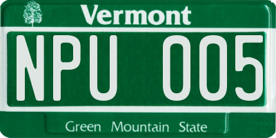 VT license plate NPU005