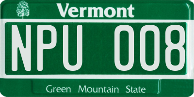 VT license plate NPU008