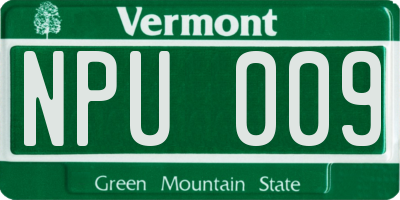 VT license plate NPU009