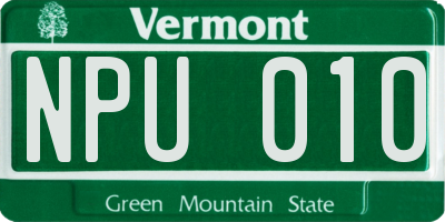 VT license plate NPU010