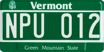 VT license plate NPU012