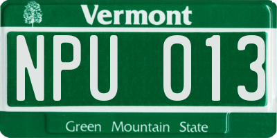 VT license plate NPU013