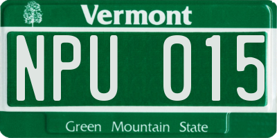 VT license plate NPU015