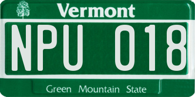 VT license plate NPU018