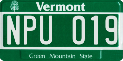 VT license plate NPU019