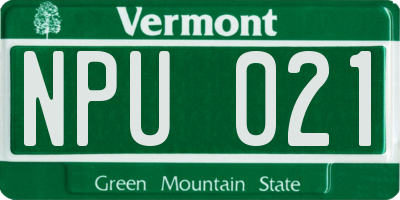VT license plate NPU021