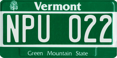 VT license plate NPU022