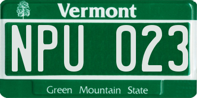 VT license plate NPU023