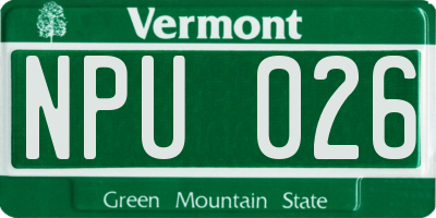 VT license plate NPU026