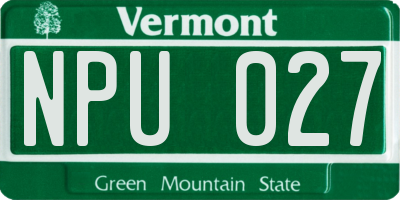 VT license plate NPU027
