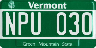 VT license plate NPU030