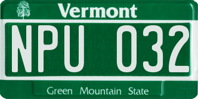 VT license plate NPU032