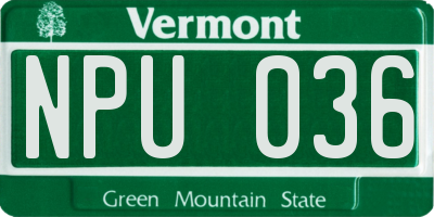 VT license plate NPU036