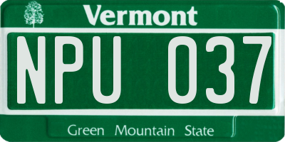 VT license plate NPU037