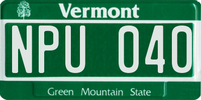 VT license plate NPU040