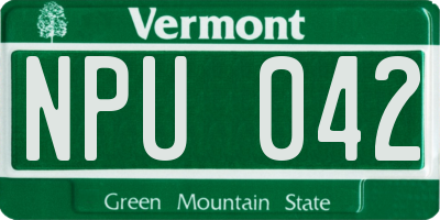 VT license plate NPU042