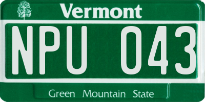 VT license plate NPU043