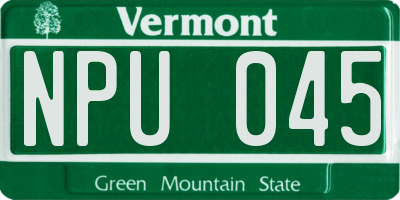 VT license plate NPU045