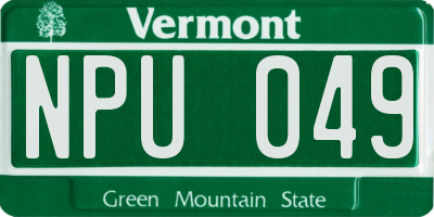VT license plate NPU049