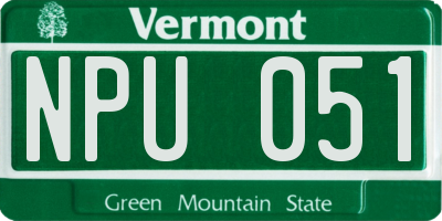 VT license plate NPU051