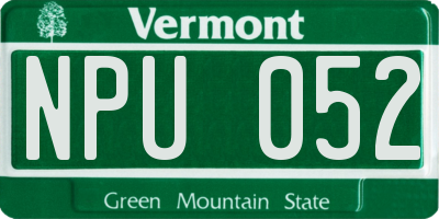 VT license plate NPU052