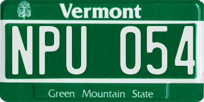 VT license plate NPU054