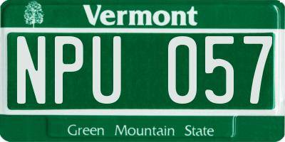 VT license plate NPU057