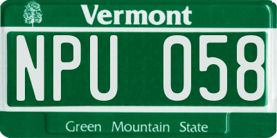 VT license plate NPU058
