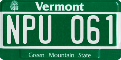 VT license plate NPU061