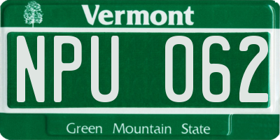 VT license plate NPU062