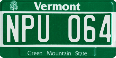 VT license plate NPU064