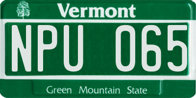 VT license plate NPU065