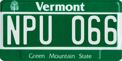 VT license plate NPU066
